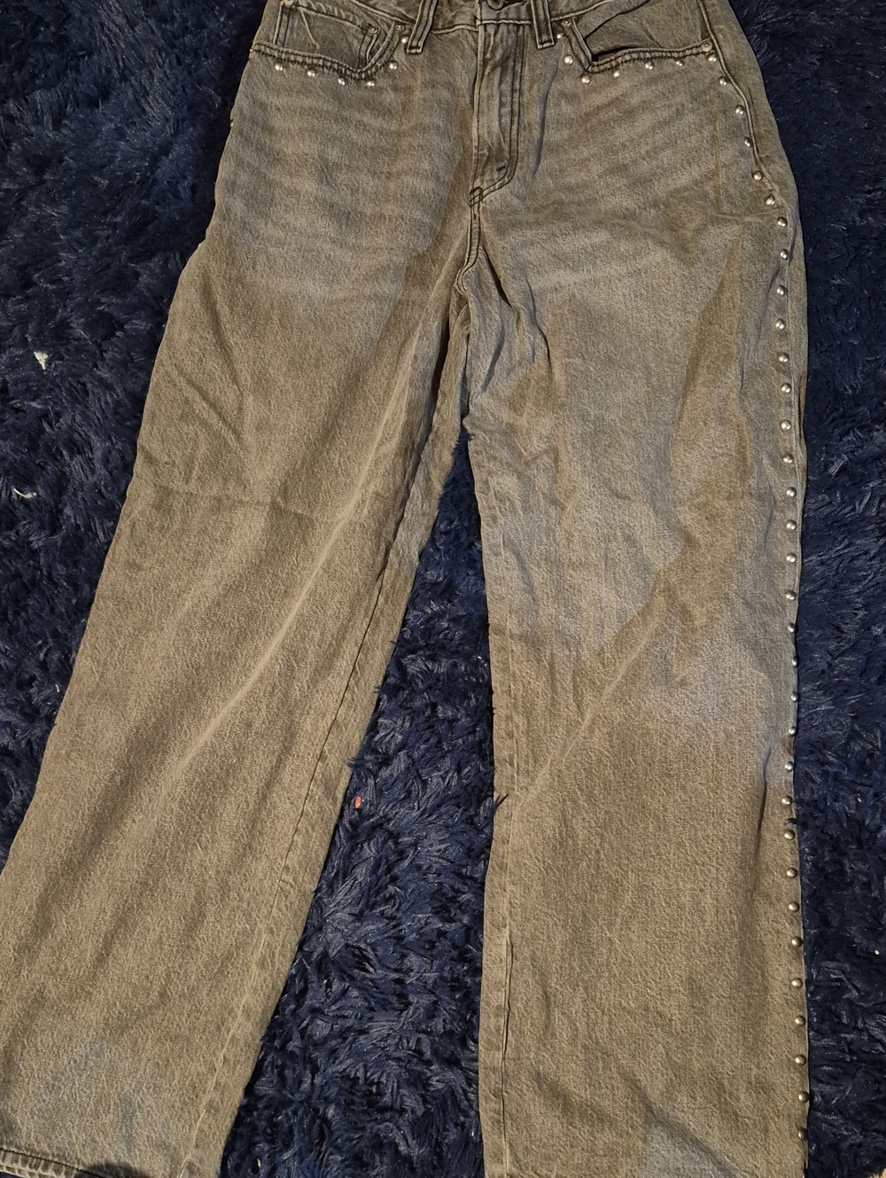 Abercrombie & Fitch Gray Straight-Leg Jeans with Side Studs